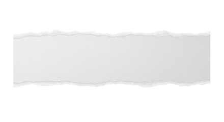 Horizontal torn white paper piece graphic resource for text and message display isolated PNG with Transparent Background