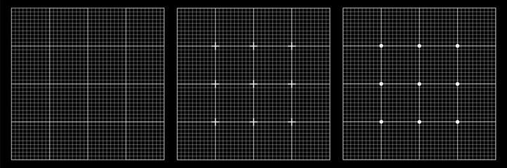 Grid Blueprint Background Black Paper Square Set. Technical Dot Graph Texture Graph Pattern