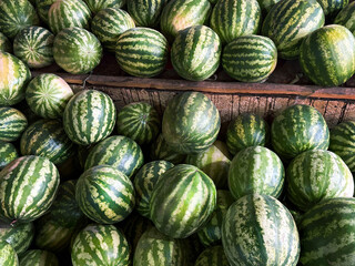 Vegetable and fruit market. Lots of Watermellons photo