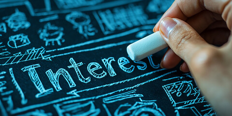 Hand erasing interest from a chalkboard during lesson Generative AI