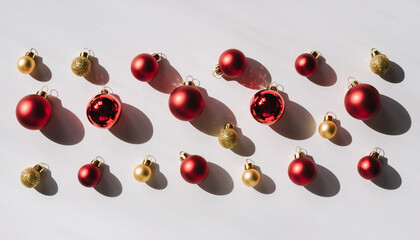 Red Christmas Ornaments on White