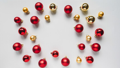 Red Christmas Ornaments on White