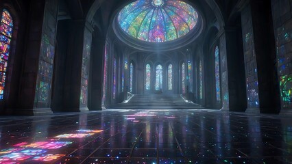 ゲーム背景　宇宙の始まりと時を支配する神殿の観測ホール風景