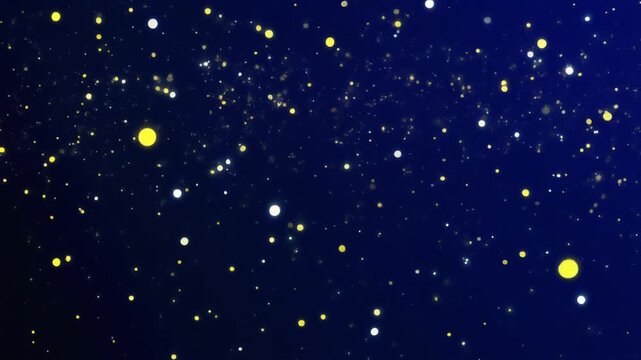 Starry night sky with scattered white and yellow celestial dots on deep blue background, evoking cosmic vastness, quiet wonder, and symbolic infinity.
