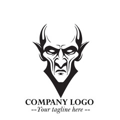 Obraz premium Head of Dracula Logo Symbol in Black on the White Background with Horror Minimal Vector Design