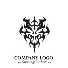 Head of Dracula Logo Symbol in Black on the White Background with Horror Minimal Vector Design