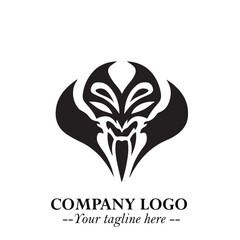 Head of Dracula Logo Symbol in Black on the White Background with Horror Minimal Vector Design