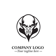 Head of Dracula Logo Symbol in Black on the White Background with Horror Minimal Vector Design