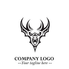 Head of Dracula Logo Symbol in Black on the White Background with Horror Minimal Vector Design