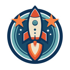  Star-Studded Innovation - Rocket in Circle Emblem