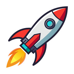 Retro Style Flying Rocket - Classic Spaceship Icon