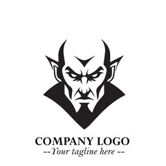 Head of Dracula Logo Symbol in Black on the White Background with Horror Minimal Vector Design