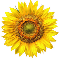 Fototapeta premium A sunflower in full bloom. its bright yellow petals and intricate seed pattern at the center. set against a soft white background. perfect for nature-themed projects