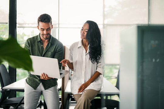 Success group of multiethnic entrepreneurs and business people achieving goals in corporate office