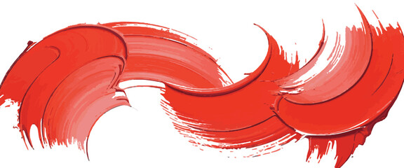 Dynamic Red Brush Stroke Abstract Art Energetic Swirl of Paint for Creative Expression and Motion  clean white background in a studio shot.