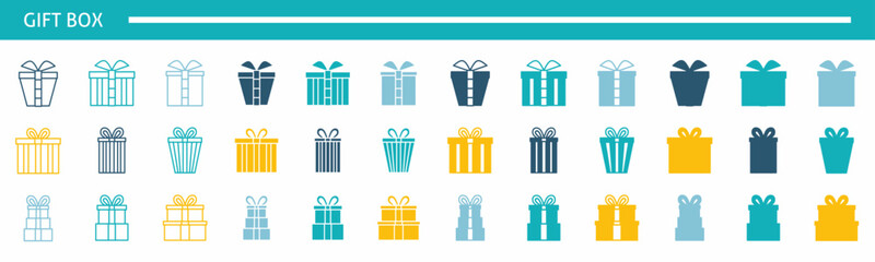 set of colorful gift box icons. Stock vector.