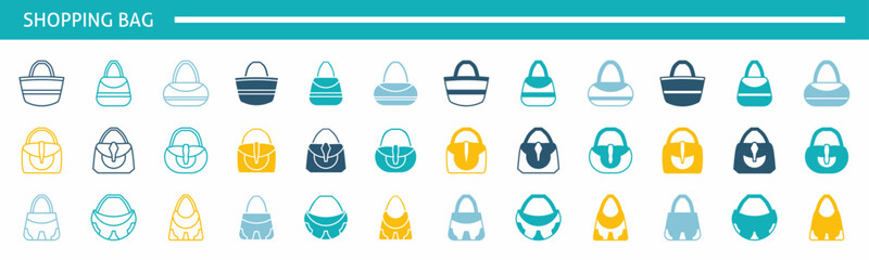set of colorful shopping bag icons. Stock vector.