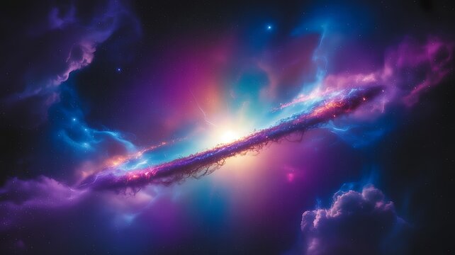 Vibrant nebula with swirling cosmic gas and stars