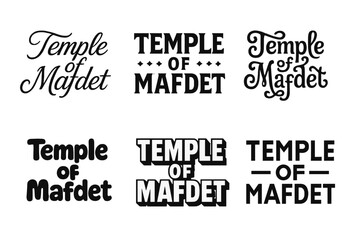 Temple Lettering Grid. Temple of Mafdet. Set lettering. harmonious lettering variations of the same emblematic concept, each with different artistic
