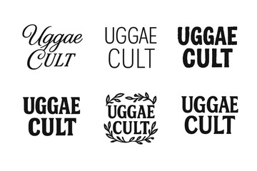 Uggae Lettering Variations. Uggae Cult. Set lettering. harmonious lettering variations of the same emblematic concept, each with different artistic