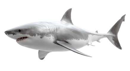  white shark with realistic textures on transparent background