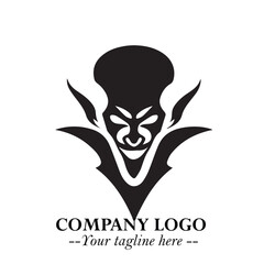 Head of Dracula Logo Symbol in Black on the White Background with Horror Minimal Vector Design