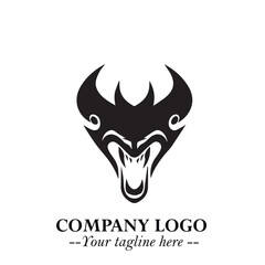 Head of Dracula Logo Symbol in Black on the White Background with Horror Minimal Vector Design