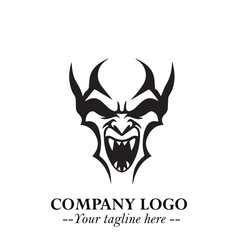 Head of Dracula Logo Symbol in Black on the White Background with Horror Minimal Vector Design