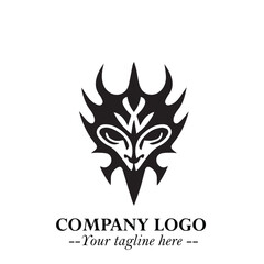 Head of Dracula Logo Symbol in Black on the White Background with Horror Minimal Vector Design