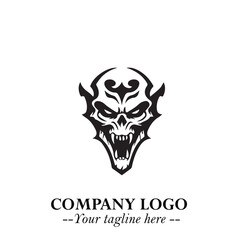 Head of Dracula Logo Symbol in Black on the White Background with Horror Minimal Vector Design