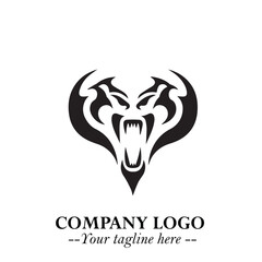 Head of Dracula Logo Symbol in Black on the White Background with Horror Minimal Vector Design