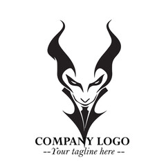 Head of Dracula Logo Symbol in Black on the White Background with Horror Minimal Vector Design