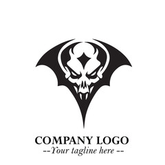 Head of Dracula Logo Symbol in Black on the White Background with Horror Minimal Vector Design