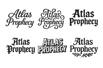 Atlas Prophecy Variations. Atlas Prophecy. Set lettering. harmonious lettering variations of the same emblematic concept, each with different
