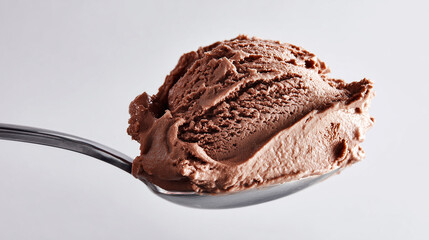 Chocolate Ice Cream Scoop on Silver Spoon