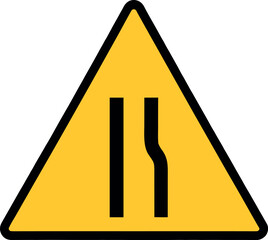 traffic sign narrowing on the left side of the road vector illustration