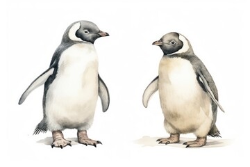 Fototapeta premium Penguin animal bird white background.