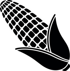 an illustration of a black silhouette of an ear of corn black, cob, corn, ear, icon, illustration, silhouette