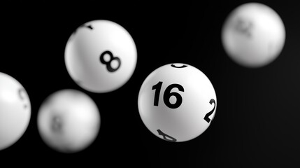 Floating Lottery Balls with Number Sixteen