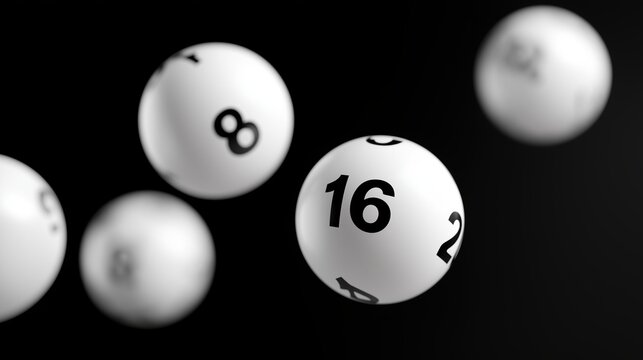 Floating Lottery Balls with Number Sixteen