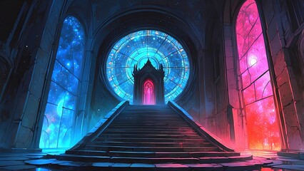 ゲーム背景　宇宙の始まりと時を支配する神殿の観測ホール風景