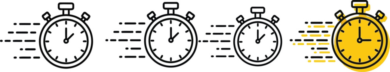 Dynamic Stopwatch Icon Set Vector: Speed Timer Graphics, Urgency Symbol, Countdown Clock Illustration for Time Management