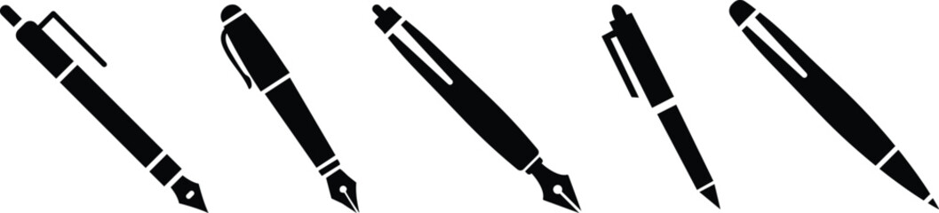 Pen Icon set.Pen Line Icon with Editable Stroke and Pixel Perfect.classic hand writing tool for calligraphy.Copywriting Related Vector, pen logo silhouette vector design template premium, sign up icon