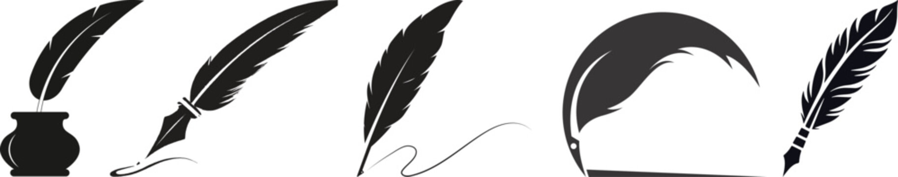 Pen Icon set.Pen Line Icon with Editable Stroke and Pixel Perfect.classic hand writing tool for calligraphy.Copywriting Related Vector, pen logo silhouette vector design template premium, sign up icon