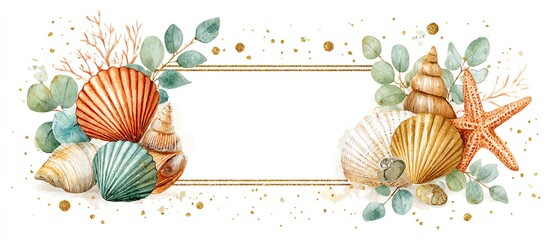 Coastal shell & coral border