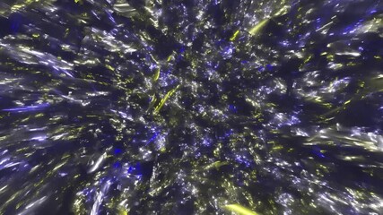 Chaotic Field of Reflective Blue and Yellow Shards