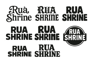 Diverse Lettering Grid. Rua Shrine. Set lettering. harmonious lettering variations of the same emblematic concept, each with different artistic interpretation