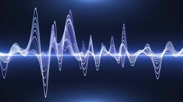 Abstract Glowing Blue Audio Waveform Animation Loop.