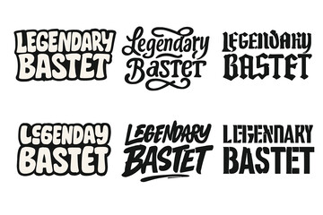 Fototapeta premium Legendary Bastet Lettering. Legendary Bastet. Set lettering. harmonious lettering variations of the same emblematic concept (Funky cartoon-style lettering,