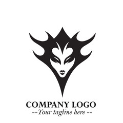 Head of Dracula Logo Symbol in Black on the White Background with Horror Minimal Vector Design